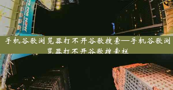 手机谷歌浏览器打不开谷歌搜索—手机谷歌浏览器打不开谷歌搜索栏